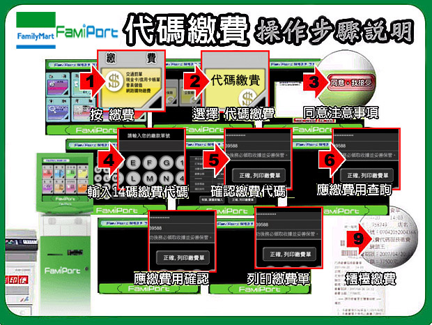 全家Fami-port代碼繳費步驟說明